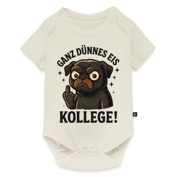 Ganz dünnes Eis Kollege Mops Hund - Baby Premium Kurzarmbody - Naturweiß - Vorne