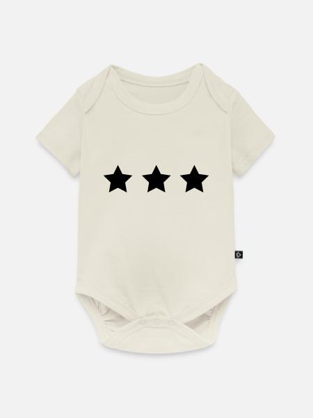 drei STERNE - Baby Premium Kurzarmbody - Naturweiß