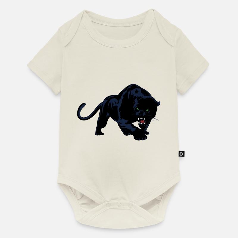 Schwarzer Panther oder Jaguar Wildkatze - Baby Premium Kurzarmbody - Naturweiß