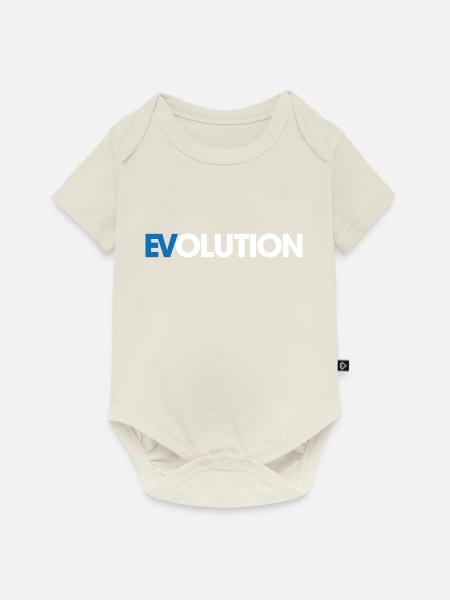 Elektrisch - E Auto - Evolution - Spruch - Baby Premium Kurzarmbody - Naturweiß