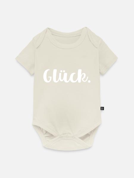 Glück - Baby Premium Kurzarmbody - Naturweiß