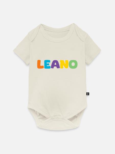 Name - Leano - Baby Premium Kurzarmbody - Naturweiß