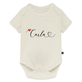 Carla Surname First name Calligraphy Heart - Baby Premium short-sleeve bodysuit - off white - Front