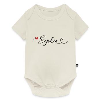 Sophia Nom Prénom Calligraphie Coeur - Body à manches courtes Premium Bébé - blanc cassé - Devant