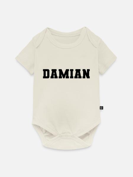 Name - Damian - Baby Premium Kurzarmbody - Naturweiß