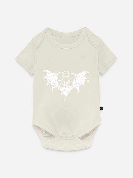 Fledermaus und Mond Halloween - Baby Premium Kurzarmbody - Naturweiß