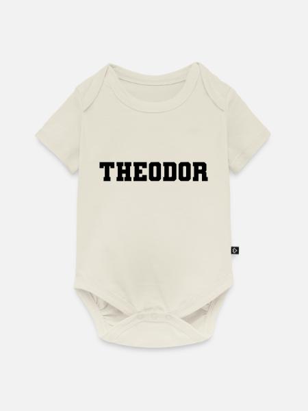 Name - Theodor - Baby Premium Kurzarmbody - Naturweiß