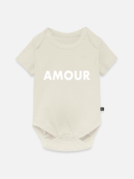 Amour - Baby Premium Kurzarmbody - Naturweiß