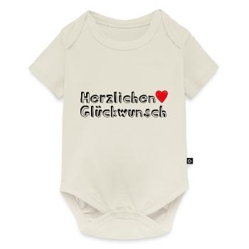 Herzlichen Glückwunsch Geschenk - Baby Premium Kurzarmbody - Naturweiß - Vorne