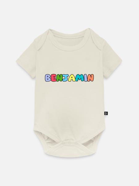Name - Benjamin - Baby Premium Kurzarmbody - Naturweiß
