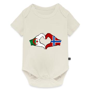 Algeria Norway Flag Hands Heart Shape - Baby Premium short-sleeve bodysuit - off white - Front