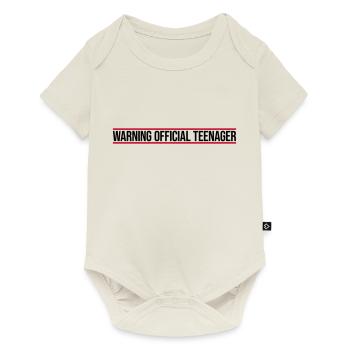 avertissement citation officielle d’adolescent - Body à manches courtes Premium Bébé - blanc cassé - Devant