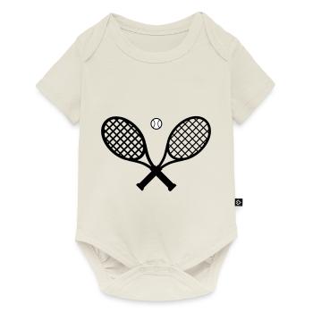 Raquette de tennis et balle de tennis - Body à manches courtes Premium Bébé - blanc cassé - Devant