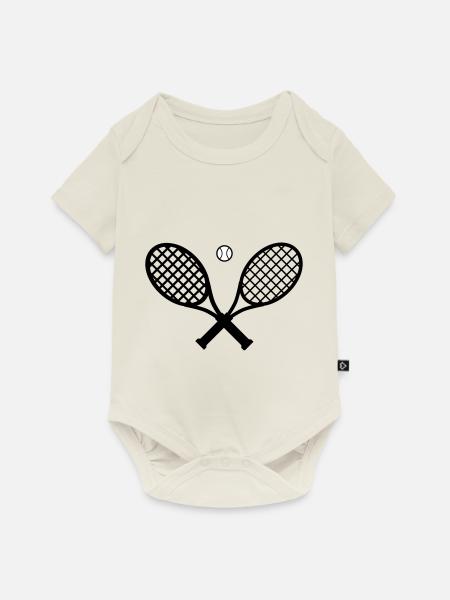 Tennisschläger und Tennisball - Baby Premium Kurzarmbody - Naturweiß