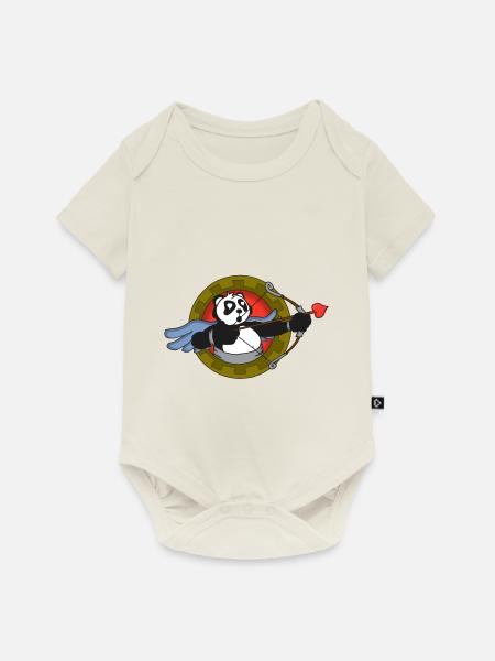 amor Panda - Baby Premium Kurzarmbody - Naturweiß