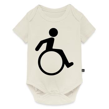 Rollstuhl (Kostenlos!) - Baby Premium Kurzarmbody - Naturweiß - Vorne