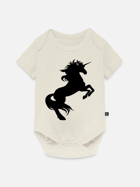 Einhhorn steigend kl - Baby Premium Kurzarmbody - Naturweiß