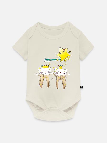 Gesunde Zähne - Baby Premium Kurzarmbody - Naturweiß