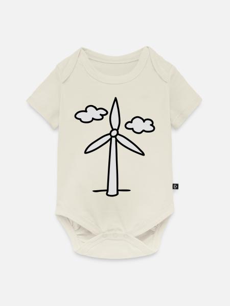 Wind turbine - green energy - Baby Premium short-sleeve bodysuit - off white