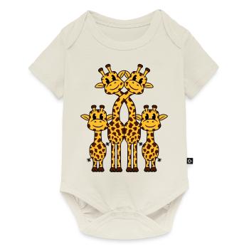 Cute giraffe family 2 children mom dad giraffe - Baby Premium short-sleeve bodysuit - off white - Front