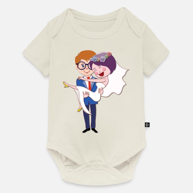 Hochzeit Ehepaar Heirat - Baby Premium Kurzarmbody - Naturweiß