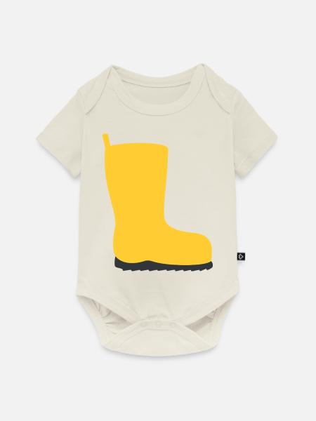Gummistiefel - Baby Premium Kurzarmbody - Naturweiß