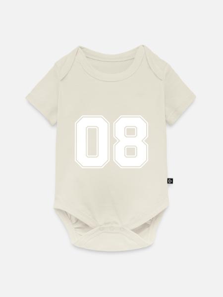 08 Nummer - Baby Premium Kurzarmbody - Naturweiß