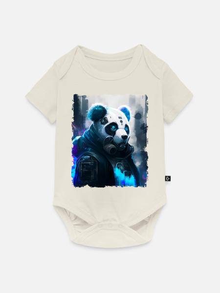 Panda Cyber Future - Baby Premium Kurzarmbody - Naturweiß