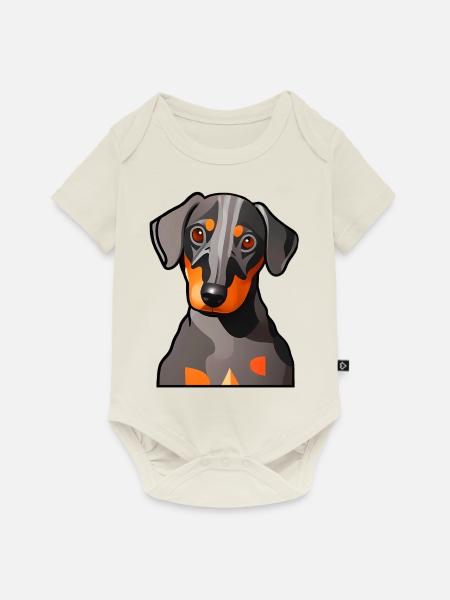 Dackel Design Grafik Motiv - Baby Premium Kurzarmbody - Naturweiß