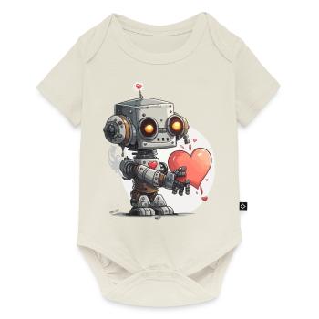 Robo Herz - Baby Premium Kurzarmbody - Naturweiß - Vorne