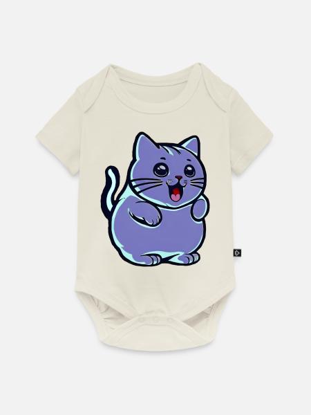 Niedliche blaue Katze - Baby Premium Kurzarmbody - Naturweiß