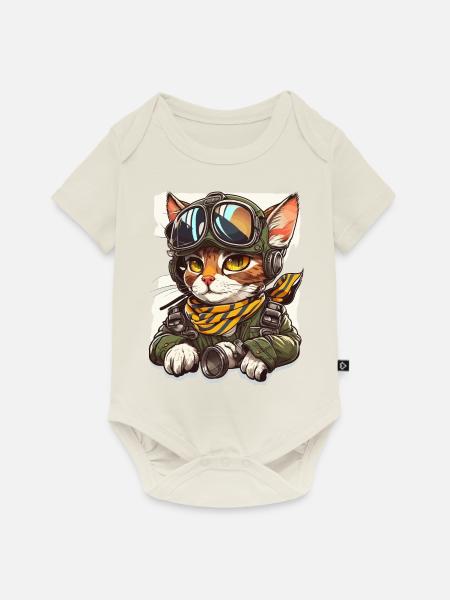 Katzenfliege - Baby Premium Kurzarmbody - Naturweiß