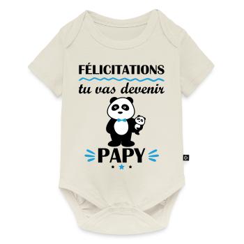 Tu vas être papy, annonce grossesse, famille - Body à manches courtes Premium Bébé - blanc cassé - Devant