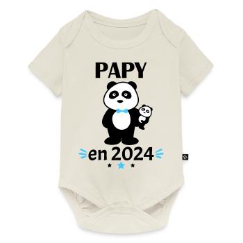 Papy en 2024, annonce grossesse, famille - Body à manches courtes Premium Bébé - blanc cassé - Devant