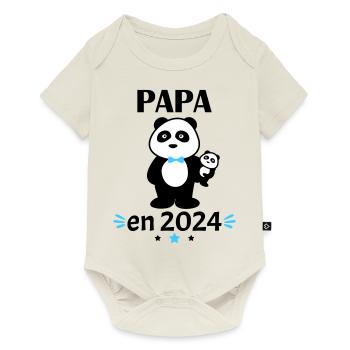 Papa en 2024, annonce grossesse, famille - Body à manches courtes Premium Bébé - blanc cassé - Devant