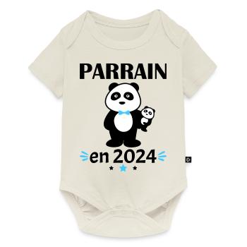 Parrain en 2024, annonce grossesse, famille - Body à manches courtes Premium Bébé - blanc cassé - Devant