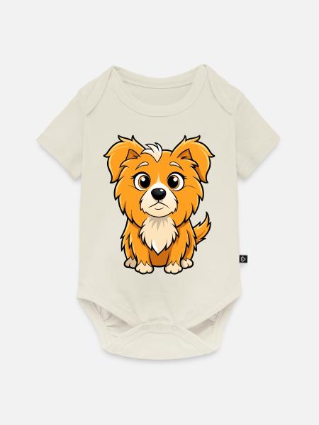 Neugieriger tibetischer Spaniel-Hund Kunstdruck - Baby Premium Kurzarmbody - Naturweiß