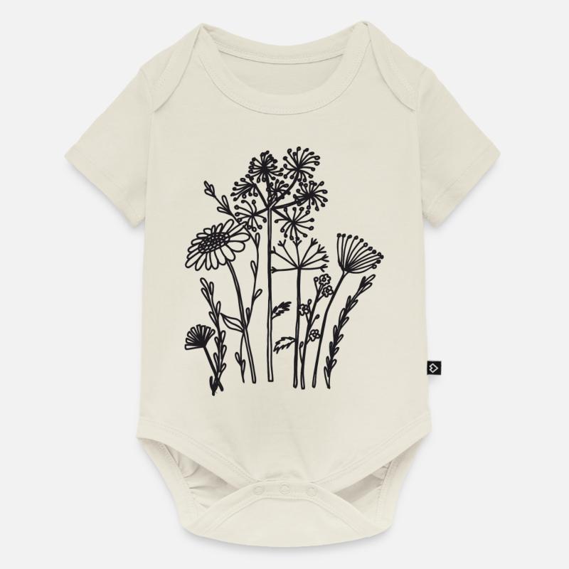 Fleurs séchées noires - Body à manches courtes Premium Bébé - blanc cassé