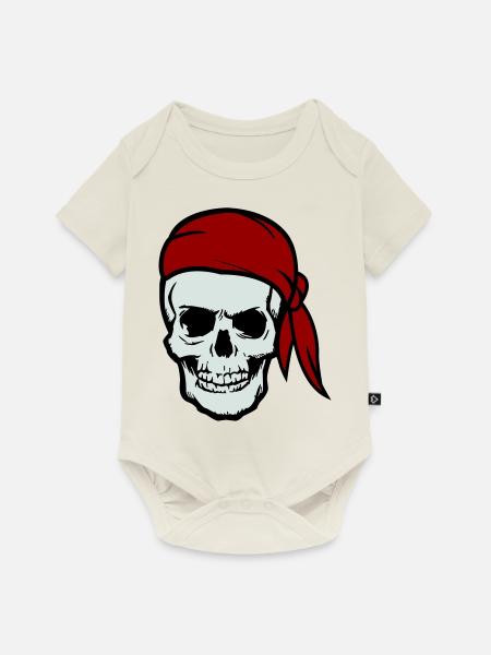 skull pirat - Baby Premium Kurzarmbody - Naturweiß