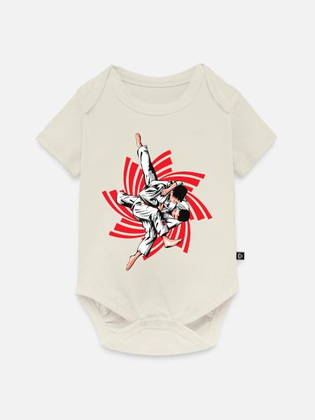 Roter Judo-Griff - Baby Premium Kurzarmbody - Naturweiß