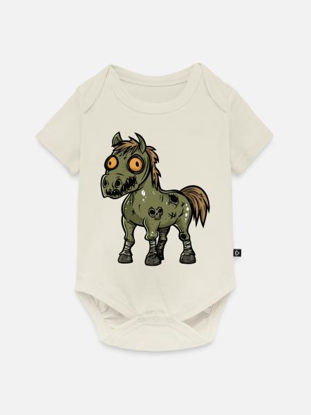 Pferd Halloween Comic Lustig - Baby Premium Kurzarmbody - Naturweiß