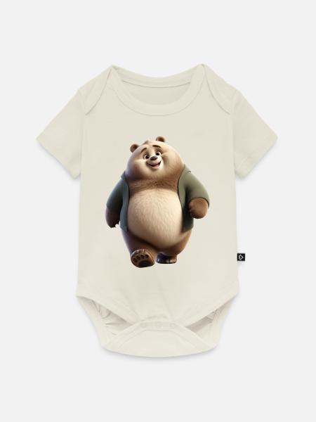 Bär 1 - Baby Premium Kurzarmbody - Naturweiß