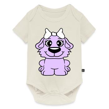 Dog Girl Cute Bow Female Woman Girl - Baby Premium short-sleeve bodysuit - off white - Front