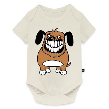 chien monstre méchant dangereux dents sourire sourire - Body à manches courtes Premium Bébé - blanc cassé - Devant
