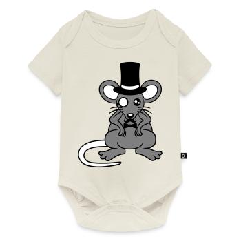 Mr. Mouse Top Hat Monocle Glasses Rich Mr. - Baby Premium short-sleeve bodysuit - off white - Front
