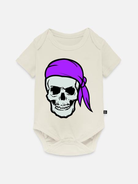 skull pirat - Baby Premium Kurzarmbody - Naturweiß