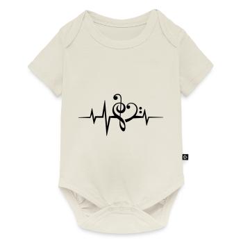 Musik Noten Puls Herzschlag Ich liebe Musik, Herz - Baby Premium Kurzarmbody - Naturweiß - Vorne