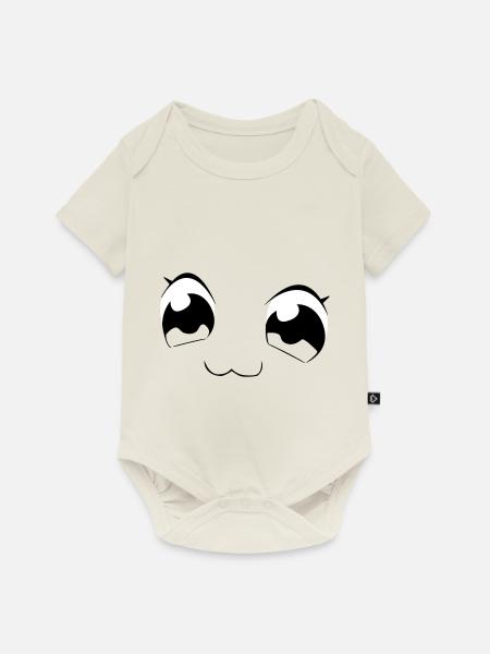 Augen - Baby Premium Kurzarmbody - Naturweiß