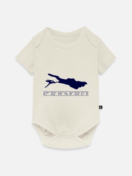Bodensee | Koordinaten | Dunkelblau - Baby Premium Kurzarmbody - Naturweiß