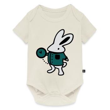 Lapin + Horloge - Body à manches courtes Premium Bébé - blanc cassé - Devant